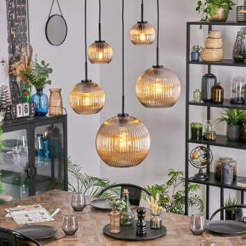 Koyoto hanging light, globe light, pendant light Amber, 5-light sources