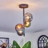 Chehalis ceiling light, globe light blue, green, coppery, Smoke-coloured, 4-light sources