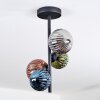 Chehalis ceiling light, globe light blue, green, coppery, Smoke-coloured, 4-light sources