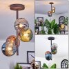 Chehalis ceiling light, globe light blue, green, coppery, Smoke-coloured, 4-light sources