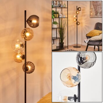 Koyoto globe light, floor lamp Amber, clear, Smoke-coloured, 5-light sources