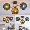 Koyoto ceiling light, globe light gold, black, 3-light sources