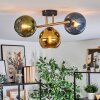 Koyoto ceiling light, globe light gold, black, 3-light sources