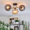 Koyoto ceiling light, globe light gold, black, 3-light sources
