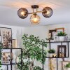 Koyoto ceiling light, globe light gold, black, 3-light sources