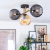 Koyoto ceiling light, globe light gold, black, 3-light sources