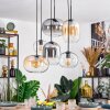 Apedo hanging light, pendant light Amber, clear, Smoke-coloured, 6-light sources