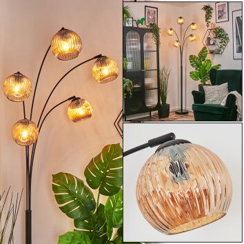 Ripoll globe light, floor lamp Amber, 5-light sources