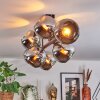 Koyoto ceiling light, globe light chrome, Smoke-coloured, 8-light sources