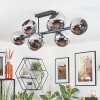 Koyoto ceiling light, globe light chrome, Smoke-coloured, 8-light sources