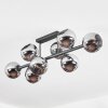 Koyoto ceiling light, globe light chrome, Smoke-coloured, 8-light sources