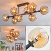 Koyoto ceiling light, globe light Amber, 8-light sources