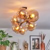 Koyoto ceiling light, globe light Amber, 8-light sources