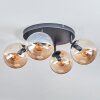 Gastor ceiling light, globe light Amber, 4-light sources