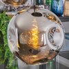 Ripoll hanging light, globe light, pendant light chrome, Smoke-coloured, 5-light sources