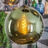 Koyoto hanging light, globe light, pendant light blue, chrome, green, coppery, Smoke-coloured, 5-light sources