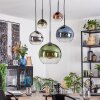 Koyoto hanging light, globe light, pendant light blue, chrome, green, clear, coppery, Smoke-coloured, 5-light sources
