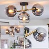 Koyoto ceiling light, globe light gold, black, 3-light sources