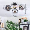 Koyoto ceiling light, globe light gold, black, 3-light sources