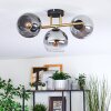 Koyoto ceiling light, globe light gold, black, 3-light sources