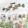 Koyoto ceiling light, globe light blue, gold, green, clear, 10-light sources