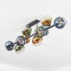 Koyoto ceiling light, globe light blue, gold, green, clear, 10-light sources