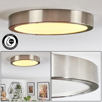 Finsrud bathroom light, ceiling light, Panel LED matt nickel, 1-light source