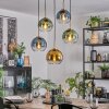 Koyoto hanging light, globe light, pendant light gold, black, 5-light sources