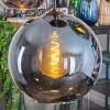 Koyoto hanging light, globe light, pendant light blue, chrome, green, coppery, Smoke-coloured, 5-light sources