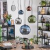 Koyoto hanging light, globe light, pendant light blue, chrome, green, coppery, Smoke-coloured, 5-light sources