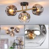 Ripoll ceiling light, globe light gold, black, 3-light sources
