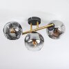 Ripoll ceiling light, globe light gold, black, 3-light sources