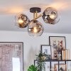 Ripoll ceiling light, globe light gold, black, 3-light sources