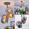 Chehalis ceiling light, globe light blue, green, coppery, Smoke-coloured, 4-light sources