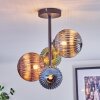 Chehalis ceiling light, globe light blue, green, coppery, Smoke-coloured, 4-light sources
