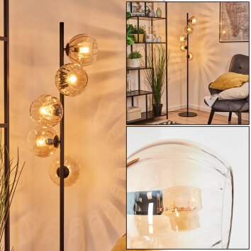 Koyoto globe light, floor lamp Amber, clear, 5-light sources