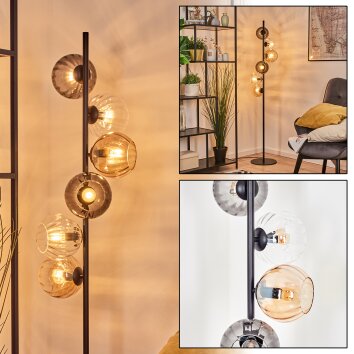 Koyoto globe light, floor lamp Amber, clear, Smoke-coloured, 6-light sources