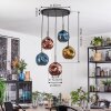 Ripoll hanging light, globe light, pendant light blue, gold, coppery, 5-light sources