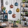 Ripoll hanging light, globe light, pendant light blue, gold, coppery, 5-light sources