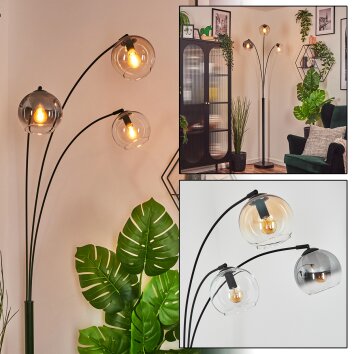 Koyoto globe light, floor lamp Amber, clear, Smoke-coloured, 3-light sources