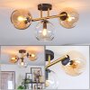 Koyoto ceiling light, globe light gold, black, 3-light sources