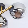 Koyoto ceiling light, globe light gold, black, 3-light sources