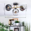 Koyoto ceiling light, globe light gold, black, 3-light sources