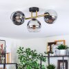 Koyoto ceiling light, globe light gold, black, 3-light sources