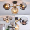 Koyoto ceiling light, globe light gold, black, 3-light sources