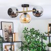 Koyoto ceiling light, globe light gold, black, 3-light sources