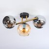 Koyoto ceiling light, globe light gold, black, 3-light sources