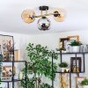 Koyoto ceiling light, globe light gold, black, 3-light sources