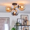 Koyoto ceiling light, globe light gold, black, 3-light sources