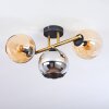 Koyoto ceiling light, globe light gold, black, 3-light sources